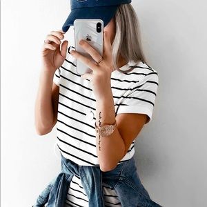 Cafe Society Black and White Striped Shirt Dress